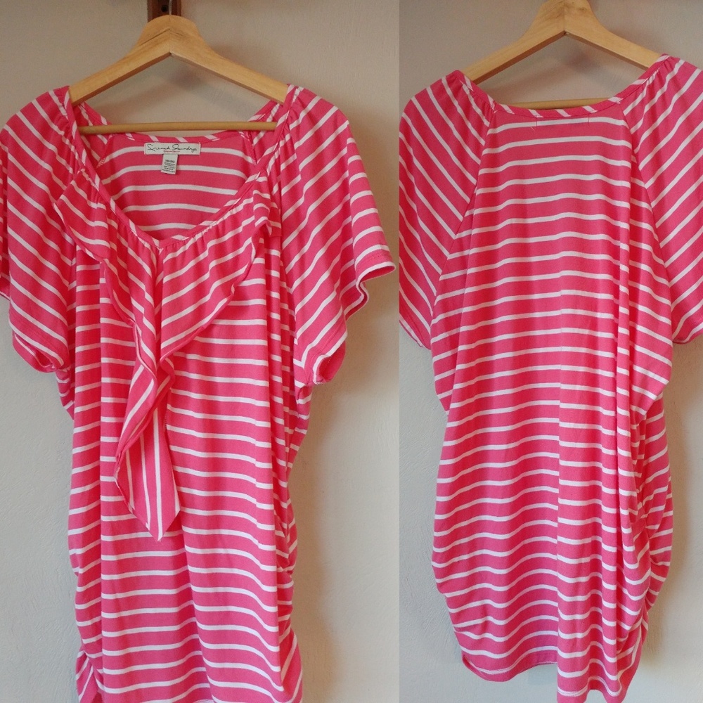 🙈French Laundry Blouse - Ruched, Ruffle, Stripes